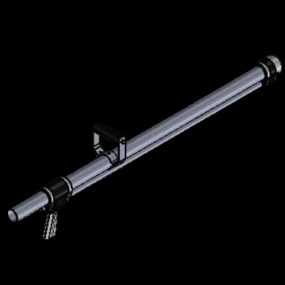 Metal rod with a handle on a white background