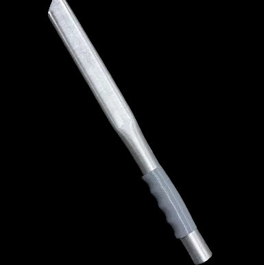 Metal tool with a blade and handle on a white background