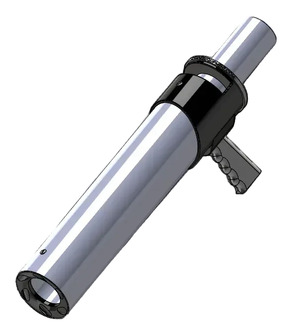 Metallic torch with a white background