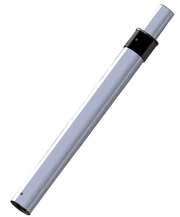 White cylindrical object with black top on a light gray background