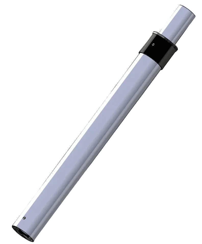 White cylindrical object with black top on a light gray background