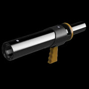 Black and gold handheld tool on a white background
